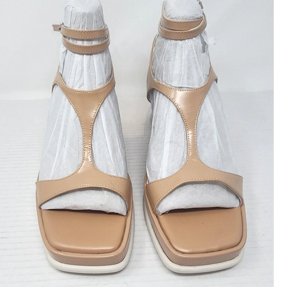 Vince Camuto VC-FETEMEE Tan Leather Platform Wedge‎ Sandals Women 11M 42.5